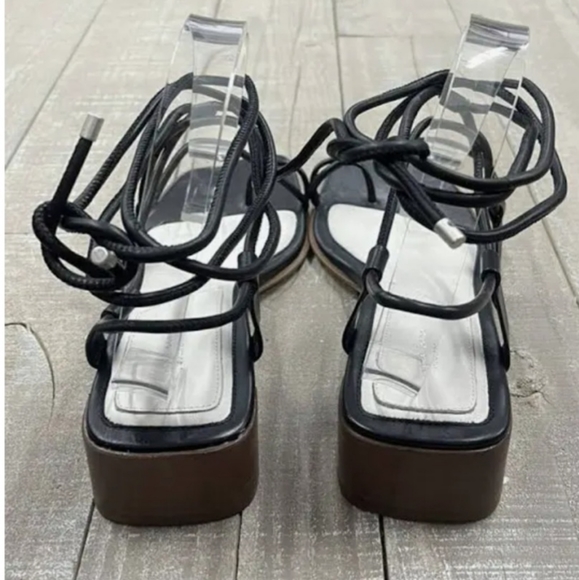 Rag & Bone Cindy Tie Open Toe Wrap Sandals Black Leather EU 37 US 7 3036 - Picture 7 of 11